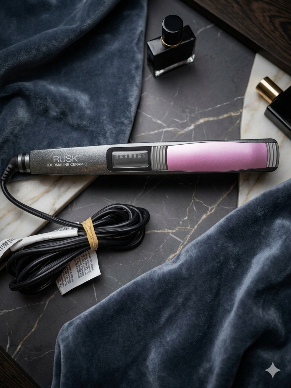 RUSK Pink Tourmaline Ceramic Hair Straightener - Professional Flat Iron